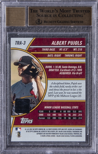 Albert Pujols Autographed 2001 eTopps Rookie Card #143 St. Louis Cardinals  Auto Grade Gem Mint 10 Beckett BAS #15496823