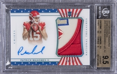 2017 Panini National Treasures "Stars & Stripes" Jersey Autograph (RPA) #161 Patrick Mahomes II Signed Patch Rookie Card (#06/13) – BGS GEM MINT 9.5/BGS 10