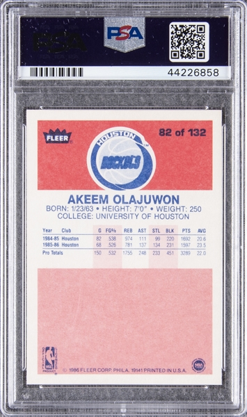 トレーディングカード Hakeem Akeem Olajuwon 1986-87 Fleer RC BGS 8.5 NM-MT+ ROOKIE  まとめ買い歓迎 おもちゃ・趣味