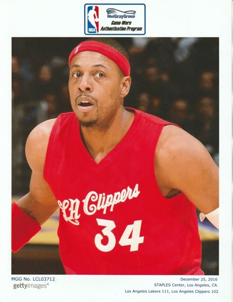 Lot Detail - 2016 Paul Pierce Game Used Los Angeles Clippers Christmas Day  Jersey Used on 12/25/16 - Final Season! (MeiGray)