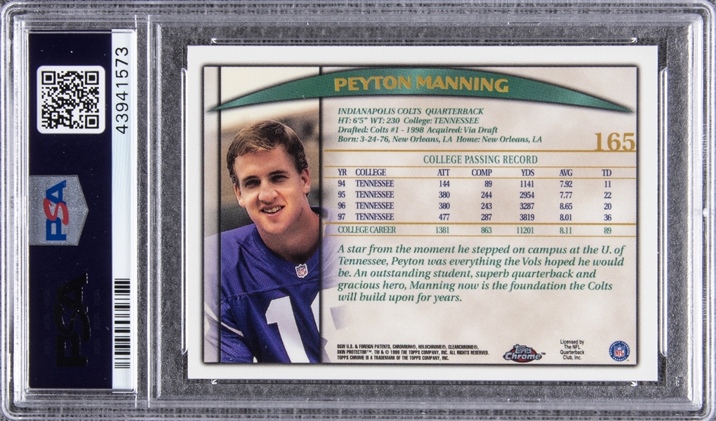 Lot Detail - 1998 Topps Chrome #165 Peyton Manning Rookie Card 