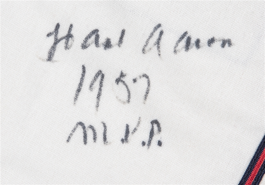 Hank Aaron Atlanta Braves Fanatics Authentic Autographed 1957 White Mitchell  & Ness Authentic Jersey with HOF 82 Inscription