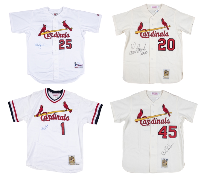 Lot Detail - Lot of (4) St. Louis Cardinals Greats Single Signed Cardinals  Jerseys with Lou Brock, Bob Gibson, Ozzie Smith, & Mark McGwire (Steiner &  Online Authentic)