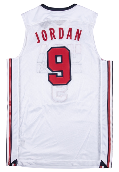 Dream Team USA Olympic No.9 Michael Jordan Dark Blue With Red Number Men's  Basketball Jersey
