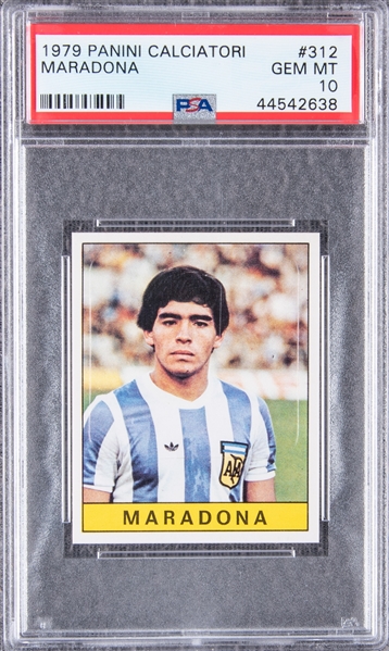 Lot Detail - 1979 Panini Calciatori Stickers #312 Diego Maradona Rookie Card - PSA GEM MT 10