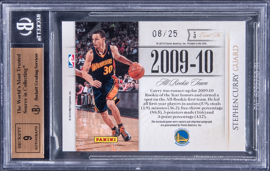2009-10 National Treasures Colossal Materials Jersey Numbers Signatures #10 Stephen  Curry Signed Jersey Rookie Card (#42/49) - BGS GEM MINT 9.5/BGS 10 on  Goldin Auctions
