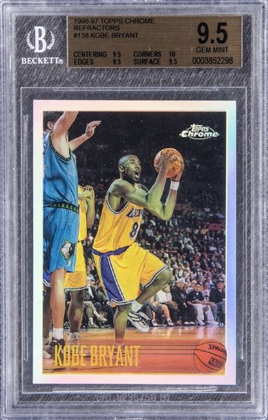 Lot Detail - 1996-97 Topps Chrome Refractor #138 Kobe Bryant Rookie Card –  BGS GEM MINT 9.5 – TRUE GEM+