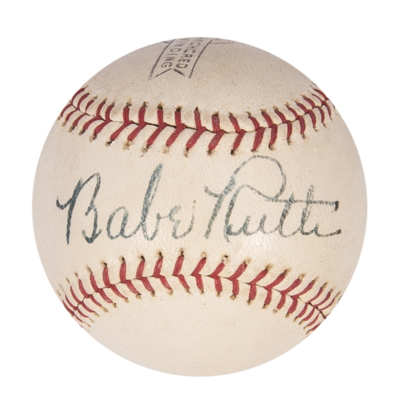 Sold at Auction: Babe Ruth Signed Red Stiched Baseball GFA