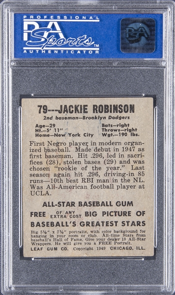1949 Leaf #79 JACKIE ROBINSON Rookie Card Brooklyn Dodgers HOF REPRINT -  Baseball Card