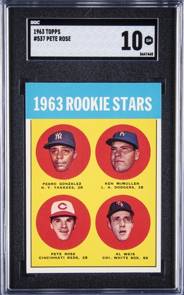 1963 Topps #537 Pete Rose Rookie Card – SGC GEM MINT 10