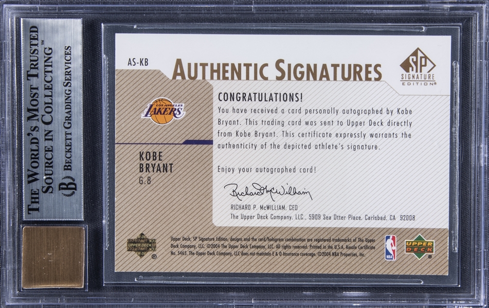 Lot Detail - 2003-04 SP Authentic Signatures #KBA Kobe Bryant Signed Card -  BGS GEM MINT 9.5/BGS 10