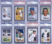 1951 Bowman Baseball PSA/DNA-Encapsulated and Certified Complete Set - All Signed Except #225 – Featuring Mantle, Mays and Ford Signed Rookie Cards!