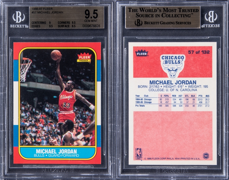 1986/87 Fleer Basketball BGS GEM MINT 9.5 Complete Set (132) – Including Michael Jordan Rookie Card!