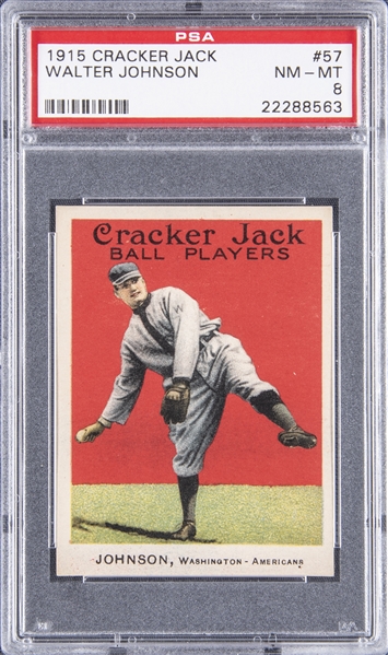 1915 Cracker Jack #57 Walter Johnson – PSA NM-MT 8
