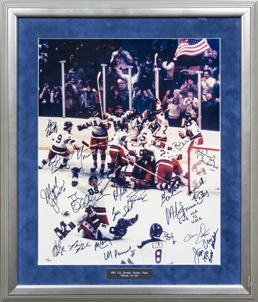 Lot Detail - Miracle On Ice USA 1980 Olympic Team Signed Jersey w/21  Signatures Including Herb Brooks