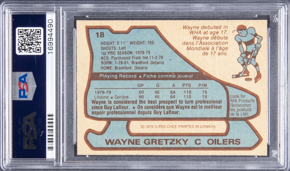 Lot Detail - 1979-80 O-Pee-Chee #18 Wayne Gretzky Rookie Card – PSA MINT 9