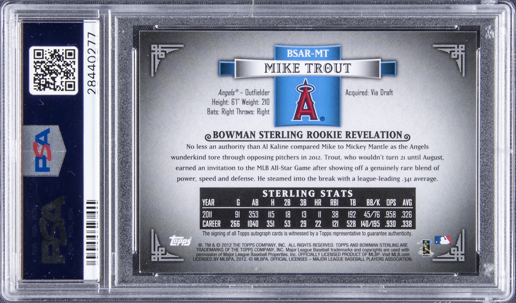 Mike Trout Bowman Sterling Autograph Rookie Card. Reprint Mint 