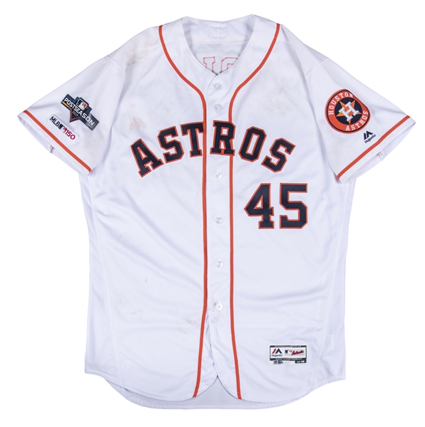 Gerrit Cole 2019 Game-Used Home White Postseason Jersey - Size 48