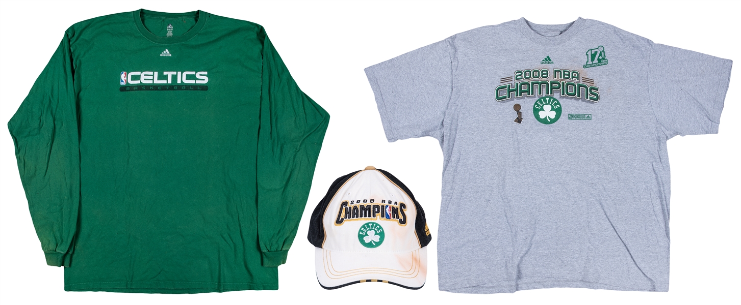 Lot Detail - 2008 Kevin Garnett Celebration-Worn Boston Celtics NBA Finals T -Shirt, Longsleeve and Hat (MEARS)