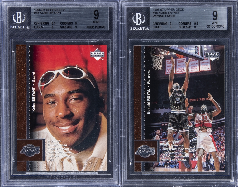 Lot Detail - 1996-97 Lot of (2) Upper Deck #58 Kobe Bryant Rookie 