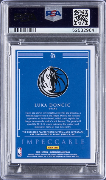 LUKA DONCIC 2018 Inkredible Ink facsimile signature Rookie Card