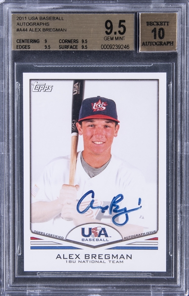 Lot Detail - 2011 Topps USA Baseball Autographs #A44 Alex Bregman Signed  Card - BGS GEM MINT 9.5/BGS 10