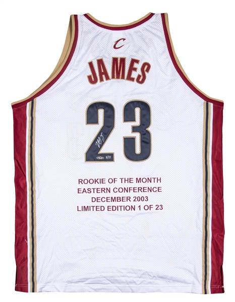Lot Detail - LEBRON JAMES ROOKIE-ERA AUTOGRAPHED CLEVELAND CAVALIERS  1975-76 STYLE MITCHELL & NESS JERSEY (LIMITED EDITION 23/123) - UDA
