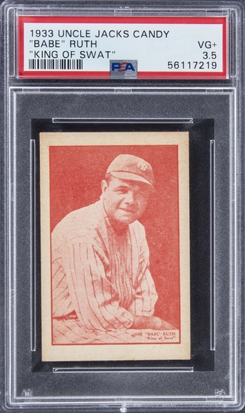 1933 Uncle Jacks Candy Babe Ruth "King of Swat" – PSA VG+ 3.5 "1 of 1!" – The Highest PSA-Graded Example!