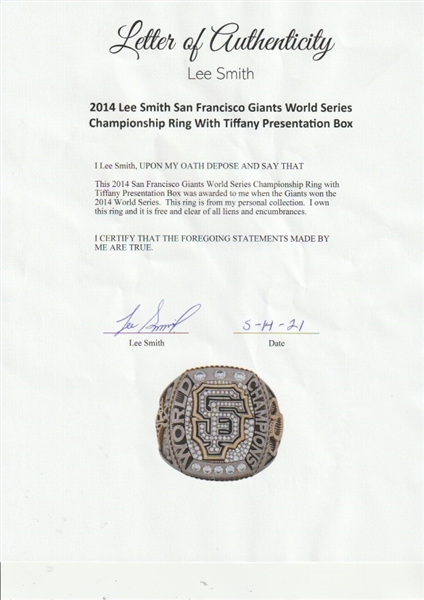 Lot Detail - 2014 Lee Smith San Francisco Giants World Series