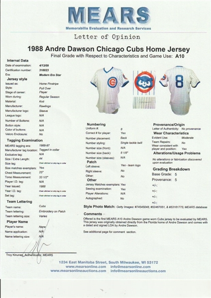 Andre Dawson Signed Montreal White Baseball Jersey (Beckett)
