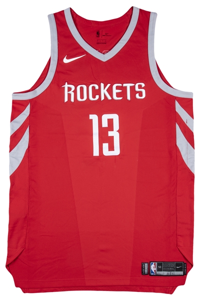 Begrip Gelovige personeel Lot Detail - 2017 James Harden Game Used Houston Rockets #13 Home Jersey  Used on 11/11/17 - 38 Points & 8 Assists (MeiGray)