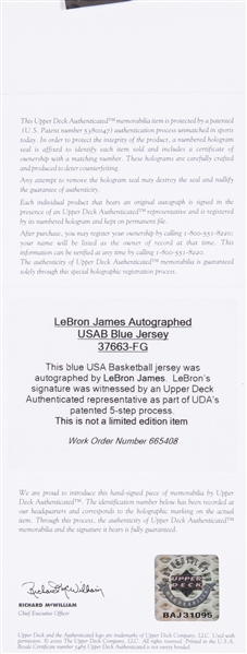 LeBron James Autographed Jersey - 2004 Usa 1st Olympic Uda