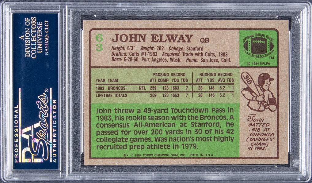 1999 Topps 320 John Elway – PSA EX 5 on Goldin Auctions