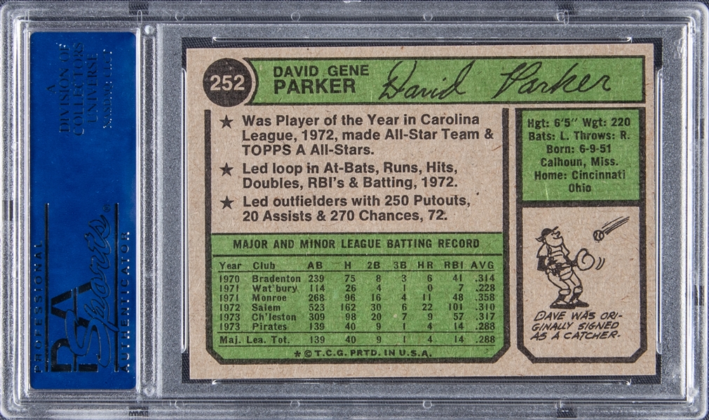 Lot Detail - 1974 Topps #252 Dave Parker Rookie Card - PSA NM-MT 8