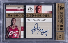 2003-04 SP Signature Famous Nicknames #LJ3 LeBron James Autographed Rookie Card Inscribed "The Chosen 1" (#17/25) - BGS GEM MINT 9.5/BGS 10