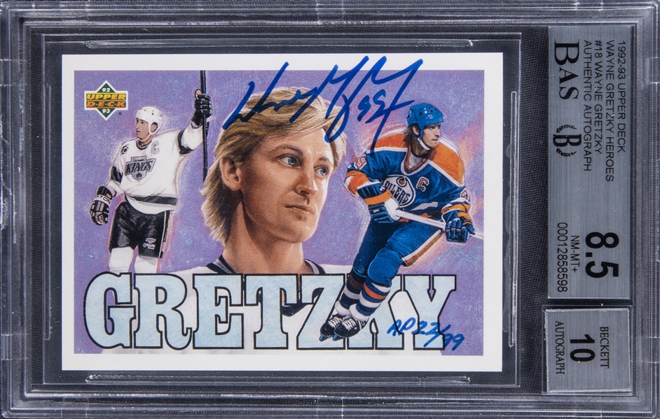 Autographed Edmonton Oilers Wayne Gretzky Upper Deck Blue Heroes