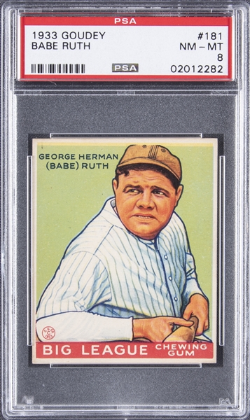 Lot Detail - 1933 Goudey #181 Babe Ruth – PSA NM-MT 8