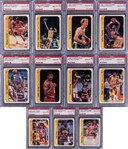 1986/87 Fleer Basketball Stickers PSA GEM MT 10 Complete Set (11) – Including #8 Michael Jordan Rookie Card!