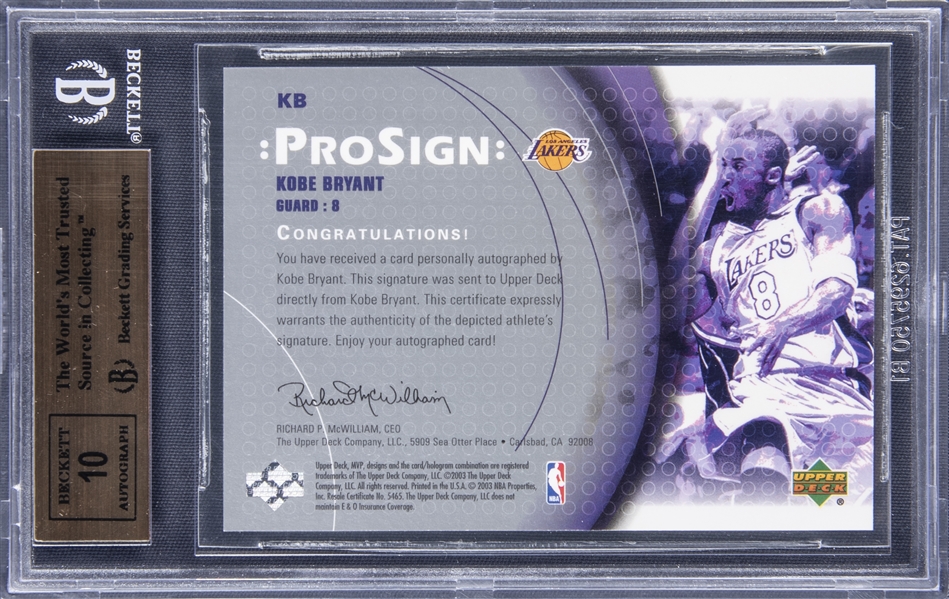 Lot Detail - 2003-04 Upper Deck MVP ProSign #KB Kobe Bryant Signed