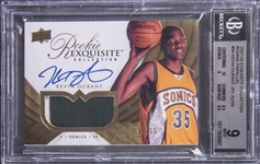 2007-08 UD "Exquisite Collection" Rookie Parallel #94 Kevin Durant Signed Patch Rookie Card (#09/35) – BGS MINT 9/BGS 10