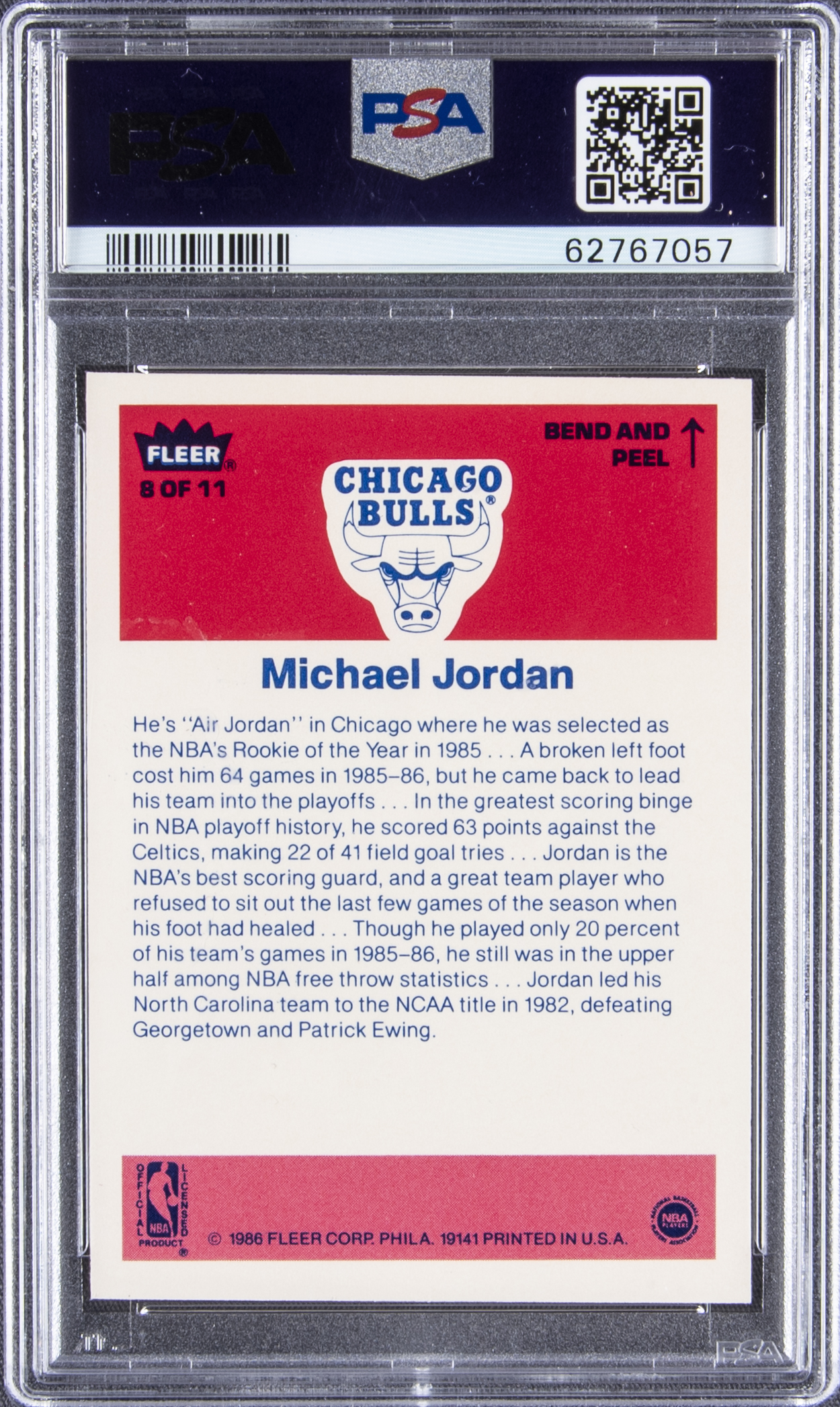 Lot Detail - 1986-87 Fleer Sticker #8 Michael Jordan Rookie Card - PSA EX 5