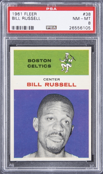 1961 Fleer Bill Russell #38 PSA NM-MT 8. Basketball Cards