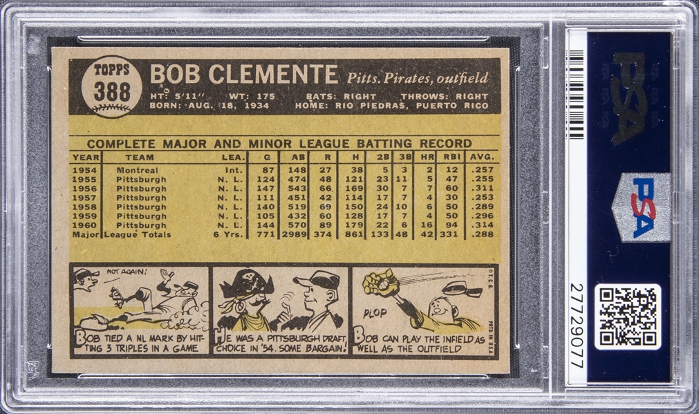 Sell / Auction a 1961 Topps Roberto Clemente #388 PSA 10 Baseball Card