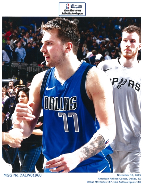 Nov. 16, 2019 – Luka Doncic Game-Used Dallas Mavericks White Jersey  (NBA/MeiGray) on Goldin Auctions