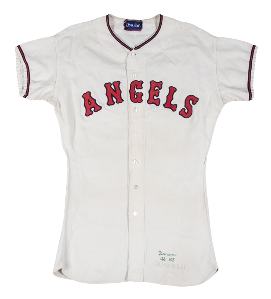 Lot Detail - 1963 Ryne Duren Game Used Los Angeles Angels Spring Training  Jersey (Henderson)