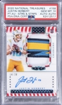 2020 National Treasures "Stars & Stripes" Patch Autographs #158 Justin Herbert Signed Patch Rookie Card (#14/20) - PSA GEM MT 10, PSA/DNA Authentic - "1-of-1!"