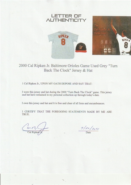 Lot Detail - 1996 Cal Ripken Jr. Baltimore Orioles Mitchell and Ness Turn  Back The Clock Grey Game Used Jersey (Ripken LOA)
