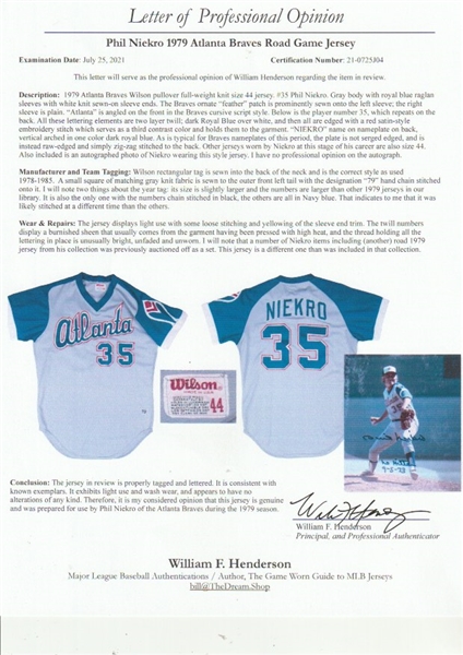 1980 Phil Niekro Game Worn & Signed Atlanta Braves Jersey. , Lot #56465