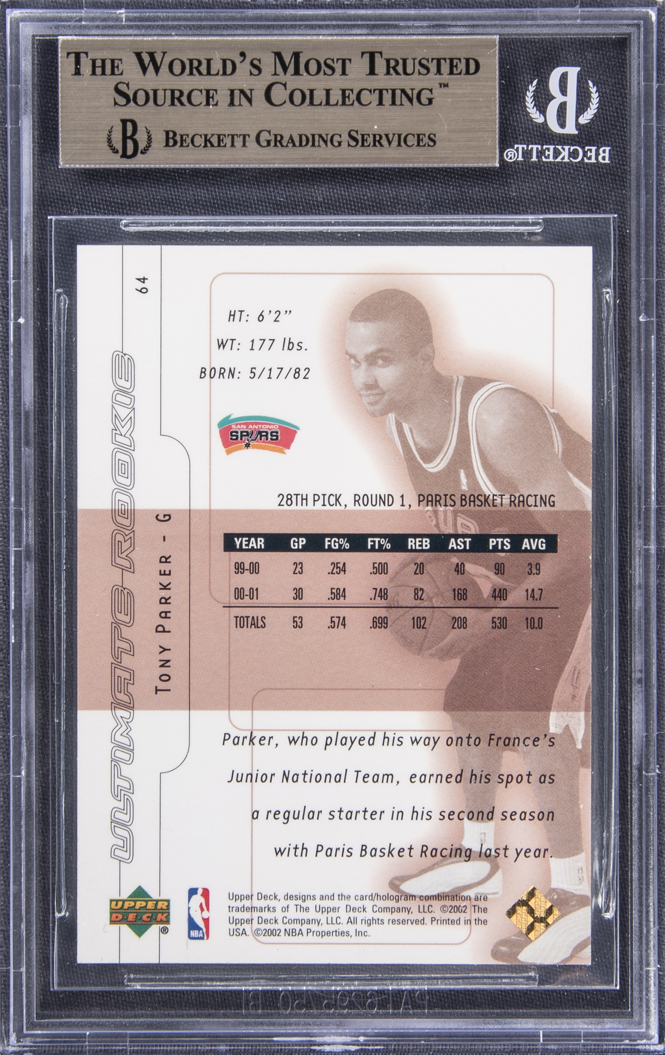 Lot Detail - 2001-02 UD Ultimate Collection #64 Tony Parker Rookie Card ...