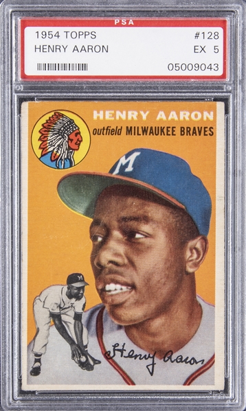 HOF 1954 Topps 128 Hank Aaron Milwaukee Braves Rookie 